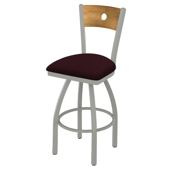 25" Swivel Counter Stool, Nickel Finish, Med Back, Canter Bordeaux Seat
